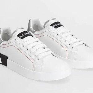 Dolce & Gabbana Women's Size 6 White and Silver Sneakers